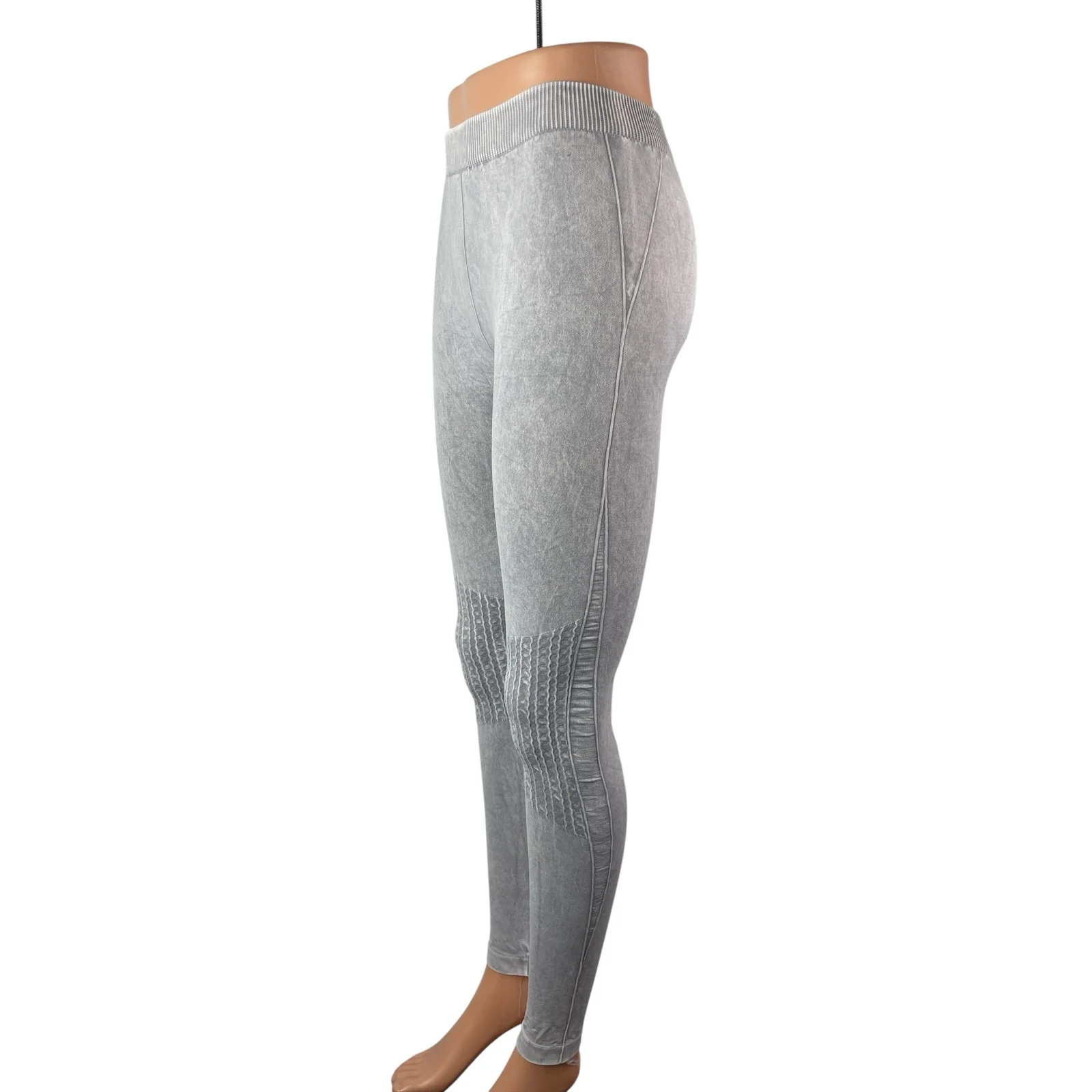 Nikibiki Womens Gray Low Waist Waffle Knee Seamless Activewear Tight Leggings OS - Image 3