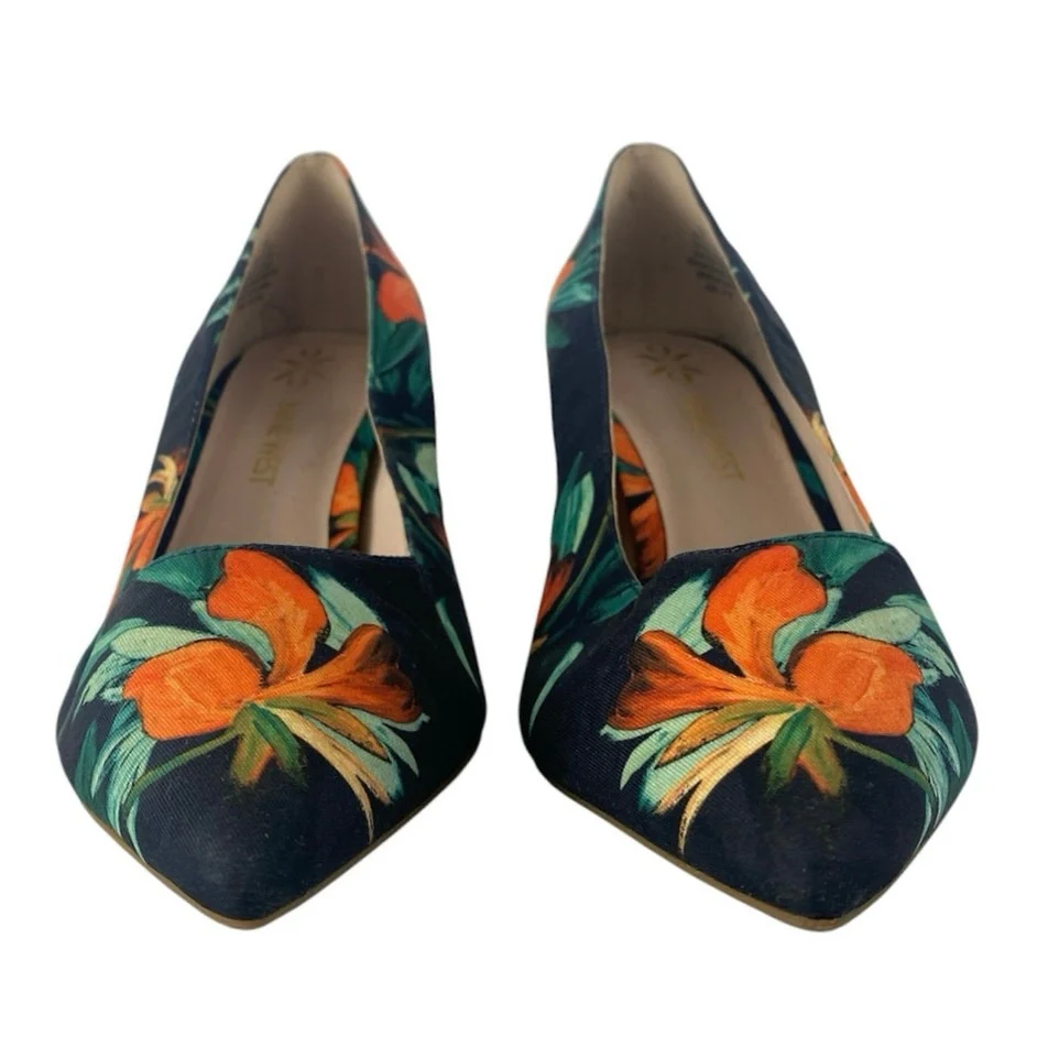 Nine West Soho9x9 Botanical Pointed Toe Slip On Stiletto Pumps Heels Shoes Sz 9 - Image 2