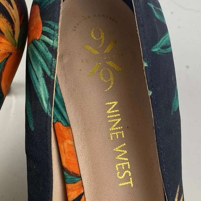Nine West Soho9x9 Botanical Pointed Toe Slip On Stiletto Pumps Heels Shoes Sz 9 - Image 5