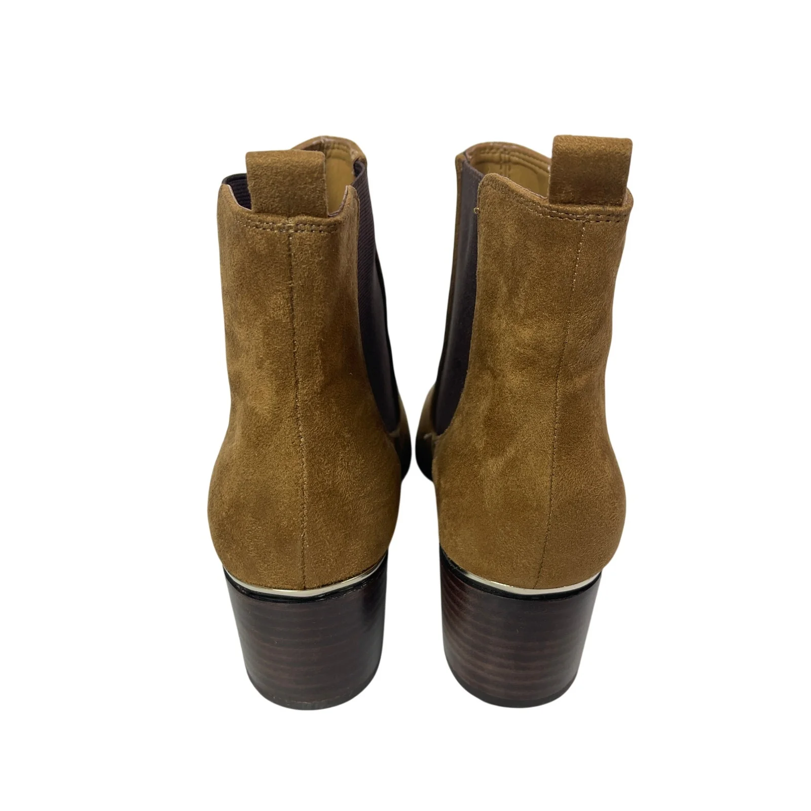 Nine West Taye Brown Faux Suede Slip On Pointed Toe Block Heel Chelsea Boots 11 - Image 3