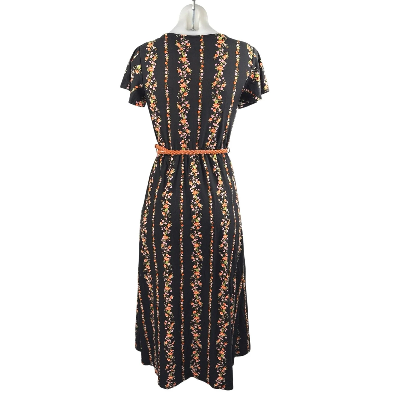 No Boundaries Walk Thru Black Short Sleeve Floral High Low V Neck Romper Dress - Image 3