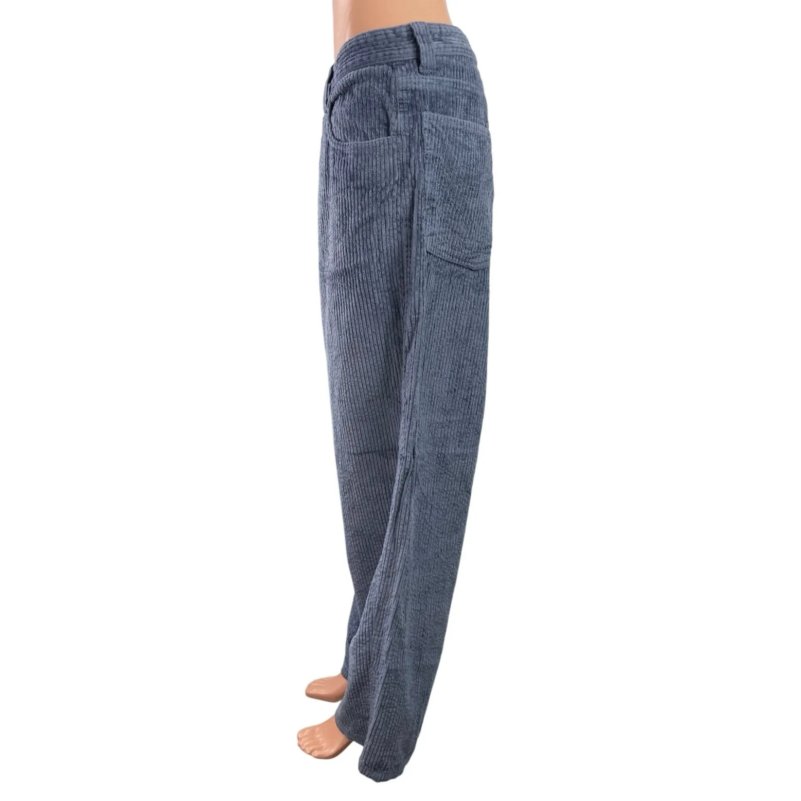 Noah Women's Blue Corduroy Straight Wide Leg High Rise Trousers Pants Size 32 - Image 2