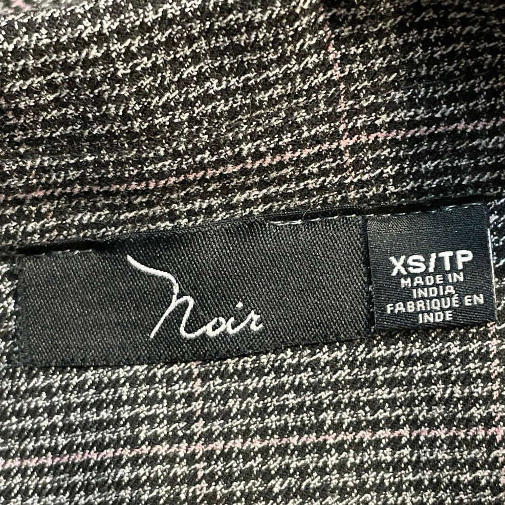Noir Black Houndstooth Notch Collar Long Sleeve Button Coat Blazer Jacket Sz XSP - Image 4