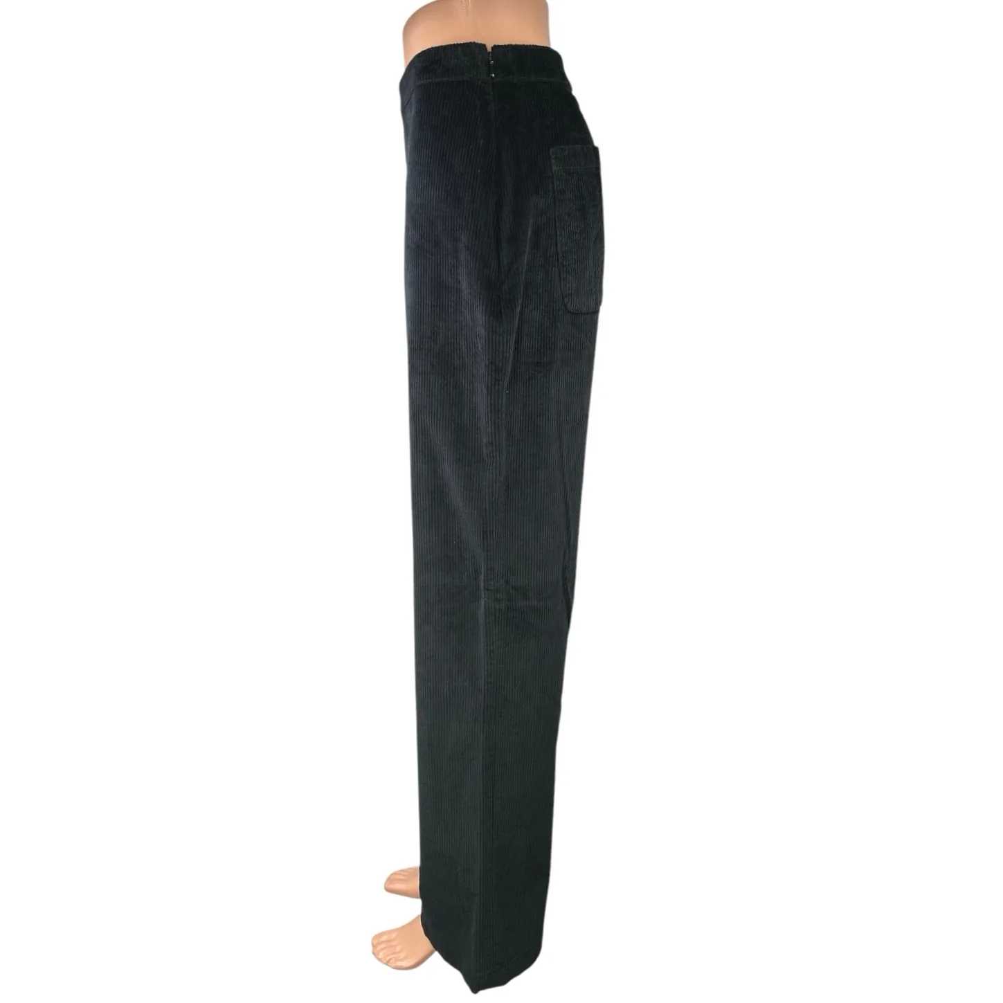 Nordstrom BP Black Corduroy Flared Wide Leg High Waist Velour Trousers Pants M - Image 2