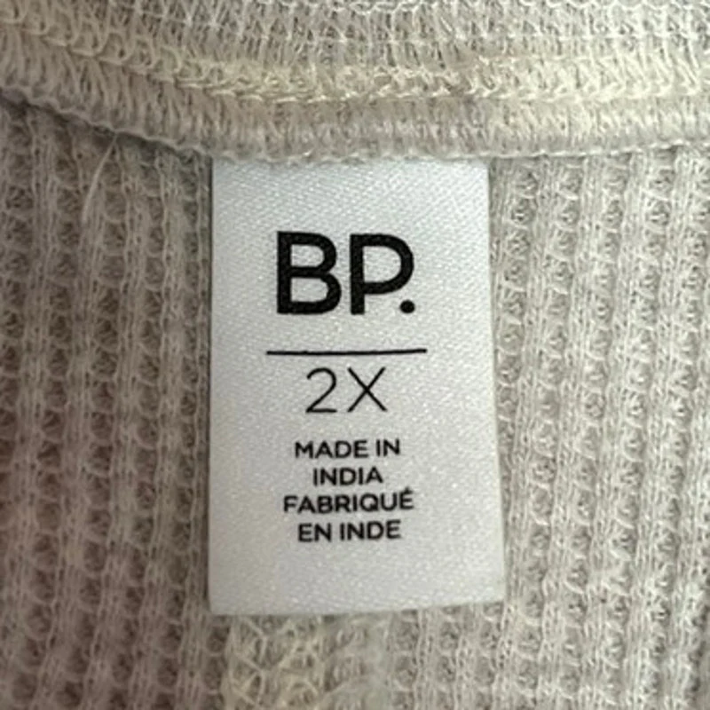 Nordstrom BP Heather Gray Split Neck Thermal Crop Long Sleeve Blouse Top Size 2X - Image 3