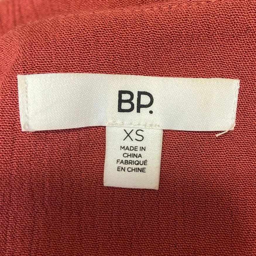 Nordstrom BP Orange Button Front Prairie V-neck Short Sleeves Mini Dress Size XS - Image 4