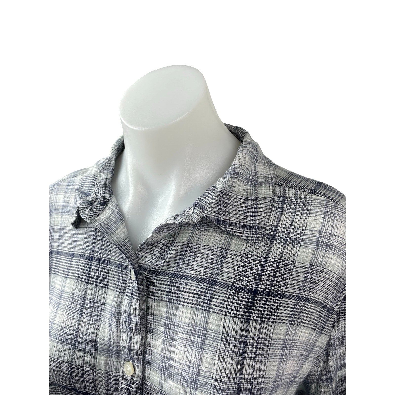 Nordstrom BP Women's Black Long Sleeve Plaid Casual Button Down Shirt Top Size L - Image 4