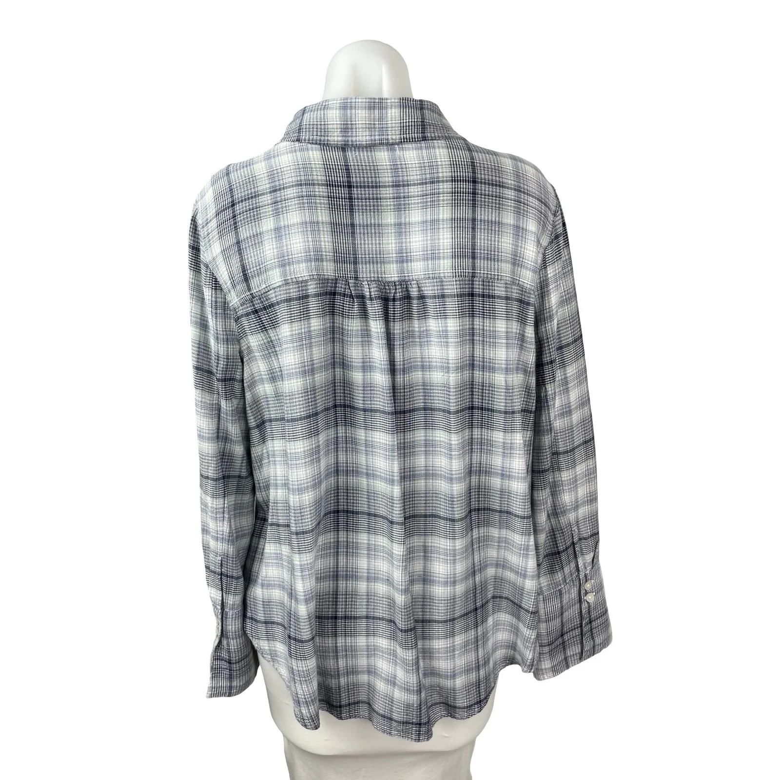Nordstrom BP Women's Black Long Sleeve Plaid Casual Button Down Shirt Top Size L - Image 5