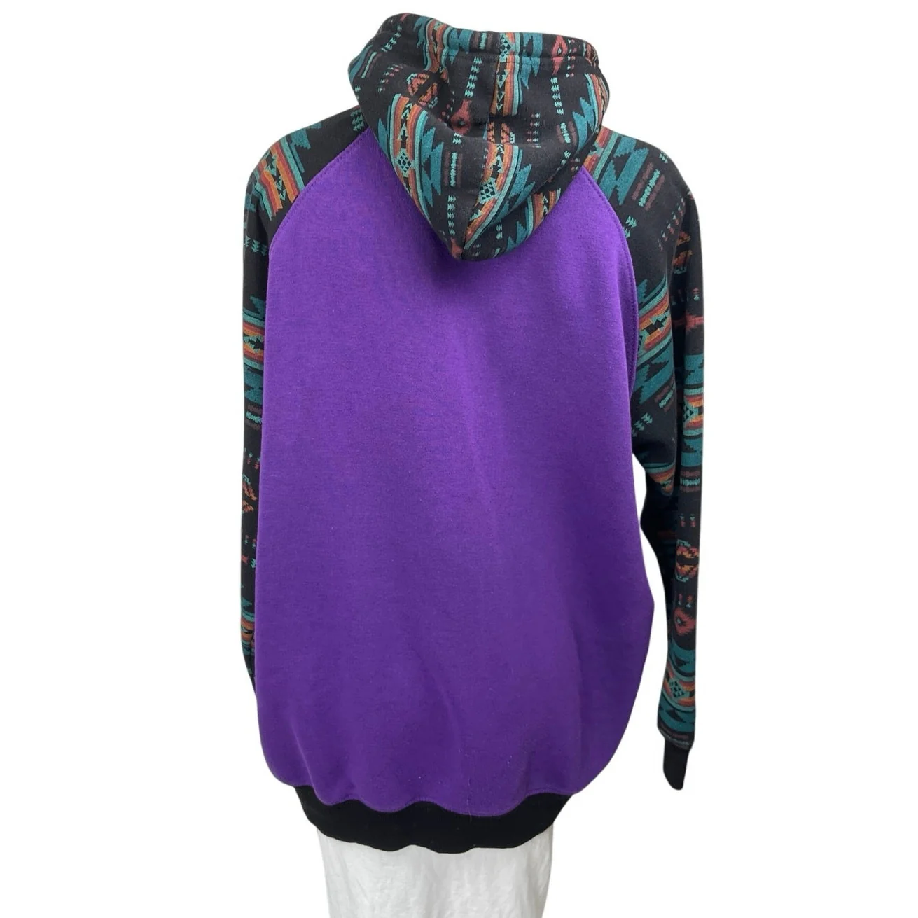 NU Trendz Women's Multicolor Tribal Colorblock Hoodie Hooded Sweatshirt Top M - Image 2