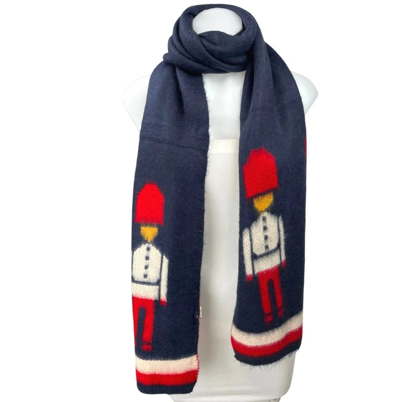 Nutcracker Christmas Holiday Soldier Blue Red  Heavyweight 100% Acrylic Scarf - Image 3