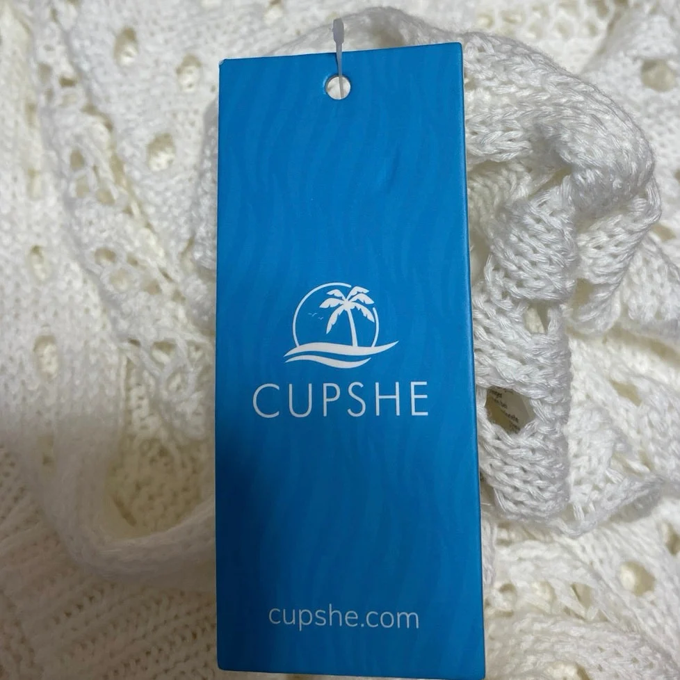 NWT Cupshe White Crochet Open Knit Sleeveless Midi Tank Coverup Sweater Dress S - Image 3