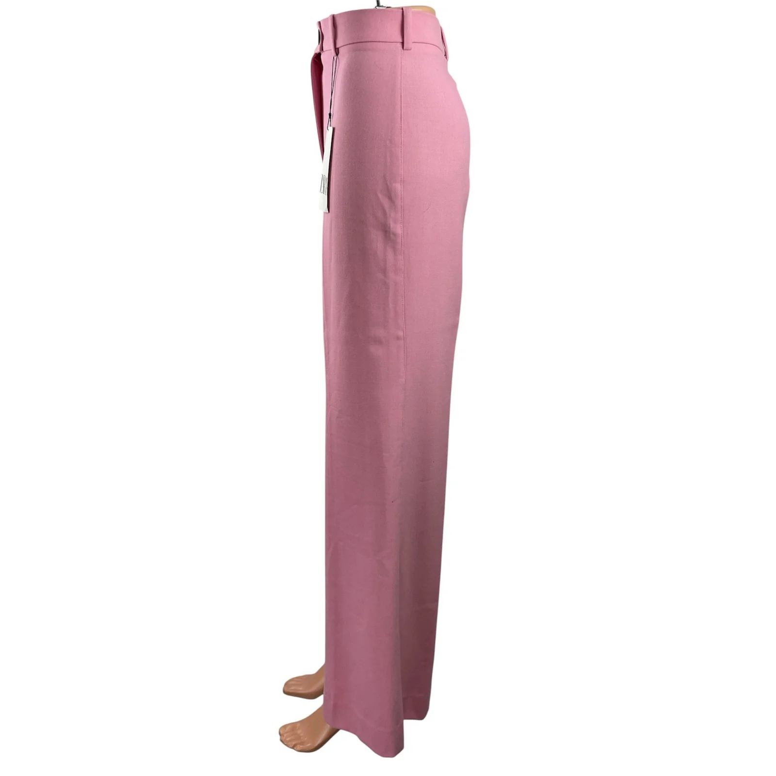 NWT Zara Womens Pink High Waisted Flared Wide Leg Trousers Dress Pants Size XS - Image 2