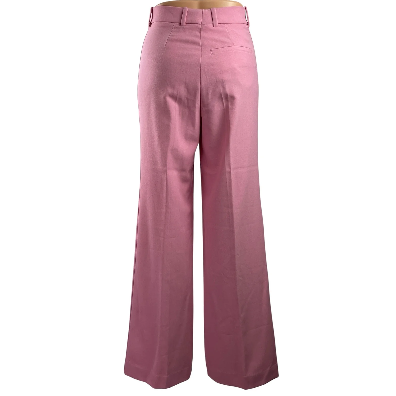 NWT Zara Womens Pink High Waisted Flared Wide Leg Trousers Dress Pants Size XS - Image 3