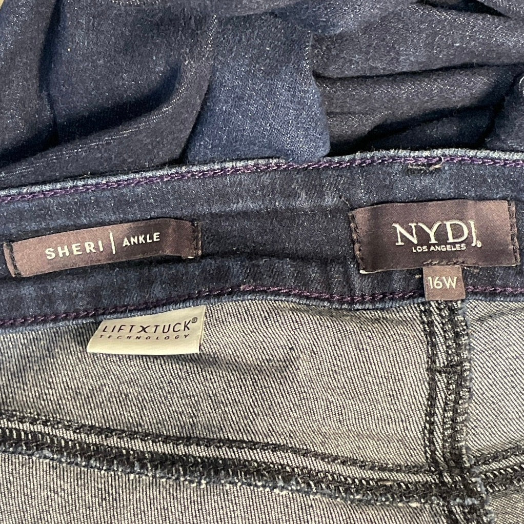 NYDJ Sheri Blue Dark Wash LiftxTuck Ankle Straight Stretch Denin Jeans Size 16 - Image 4