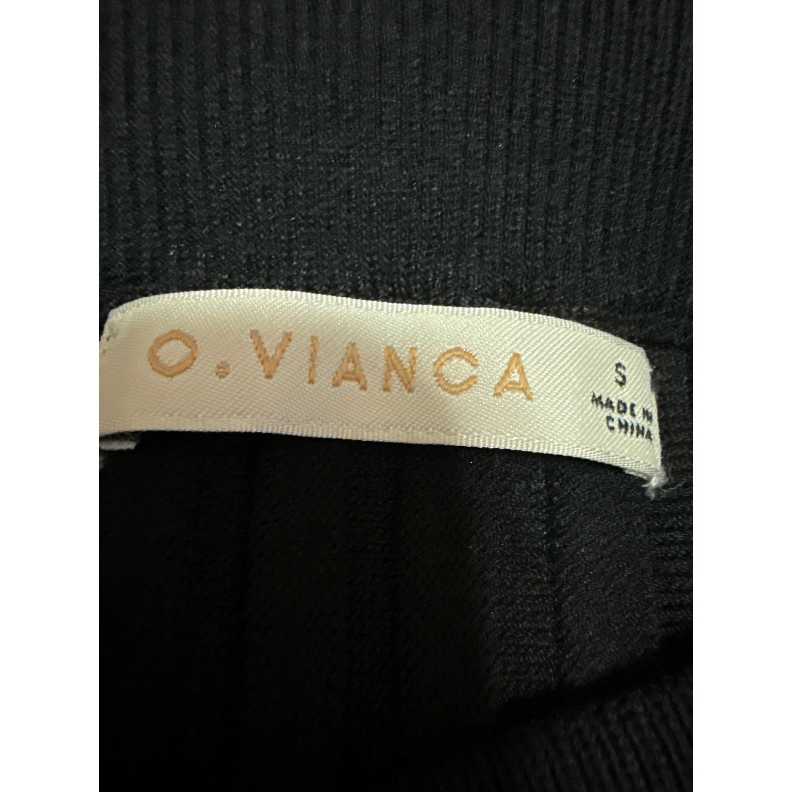 O.Vianca Black Rib Knit High Waist Slit Pull On Midi Straight Pencil Skirt Sz S - Image 4