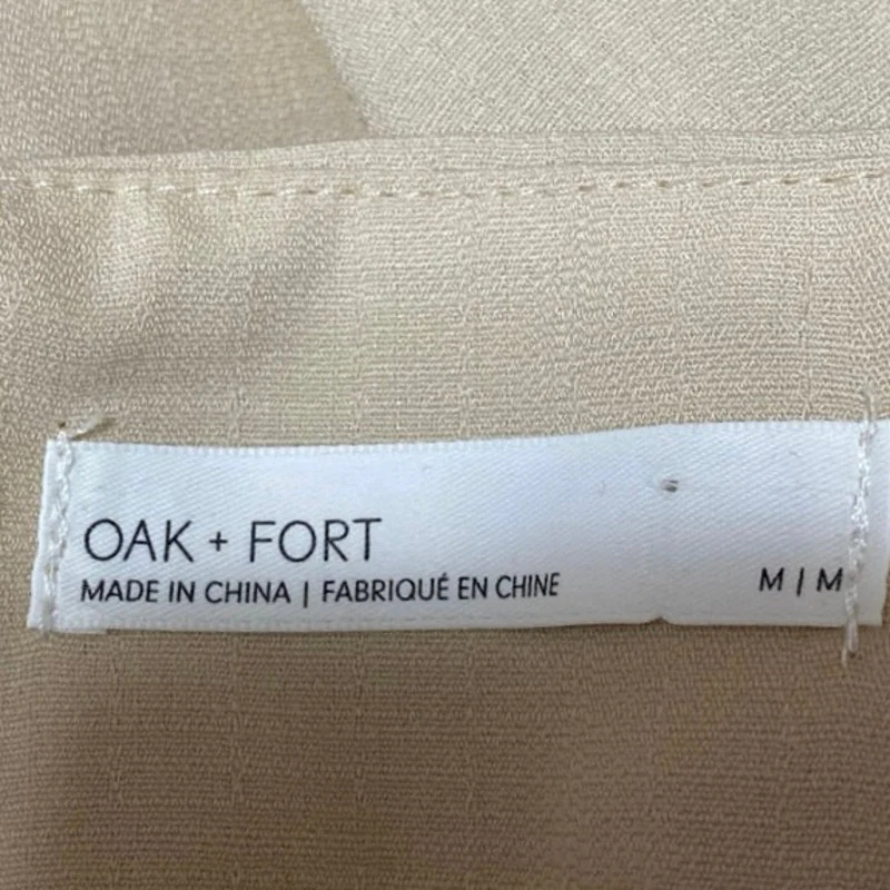 Oak + Fort Beige Tan Long Balloon Sleeveless Boat Neck Crop Blouse Top Size M - Image 3