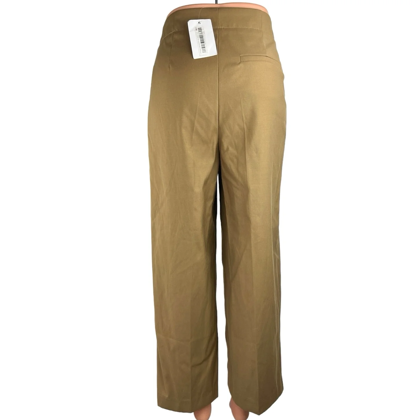 Oak + Fort Women Beige High Rise Straight Leg Flat Front Ankle Dress Pants Sz S - Image 3