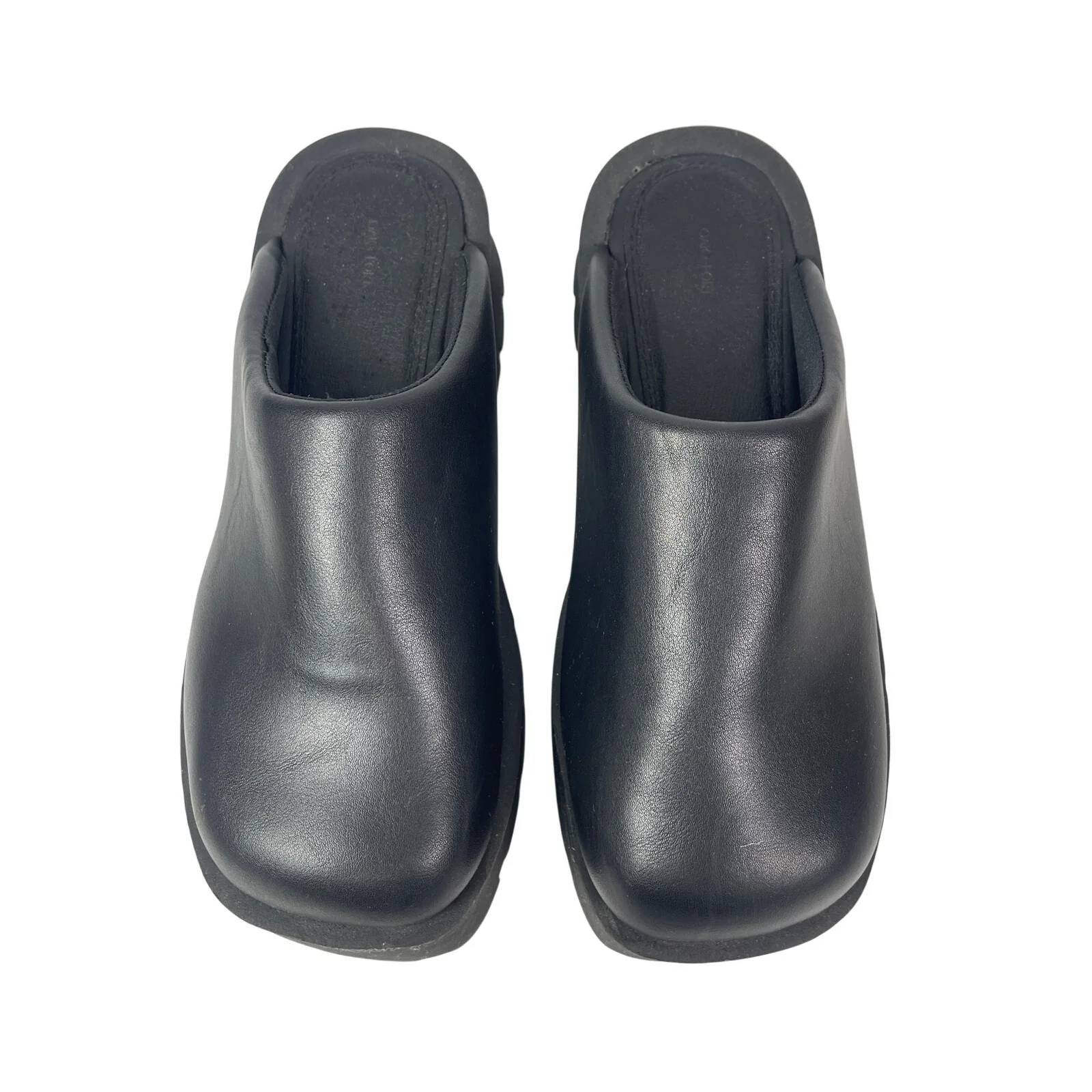 Oak + Fort Women's Black Chunky Platform Lug Sole Square Toe Clog Mules Size 8 - Image 2