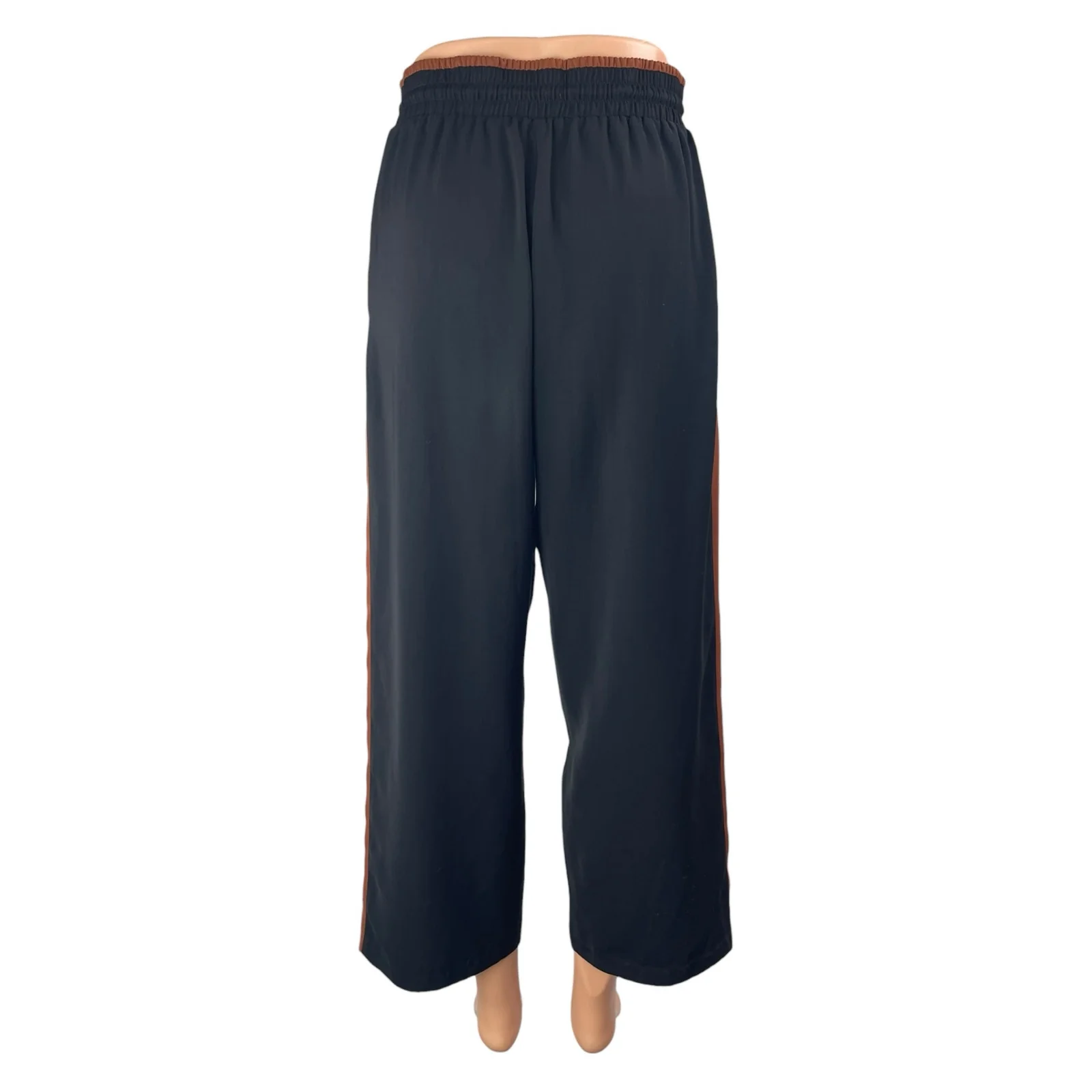 Oak + Fort Women's Black Elastic Waist High Rise Wide Leg Trouser Pants Size M - Image 2