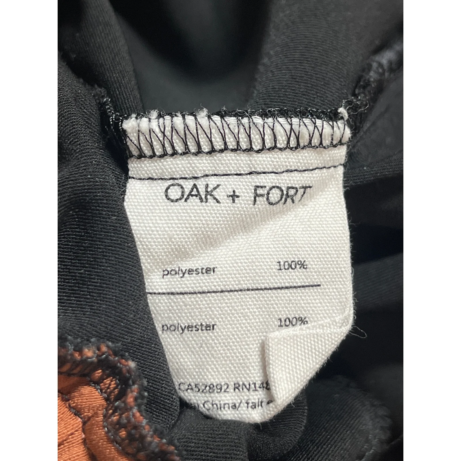 Oak + Fort Women's Black Elastic Waist High Rise Wide Leg Trouser Pants Size M - Image 4