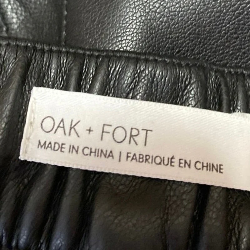 Oak + Fort Women's Black Faux Leather Vegan Wide Leg  Crop Trousers Pants Size S - Image 4