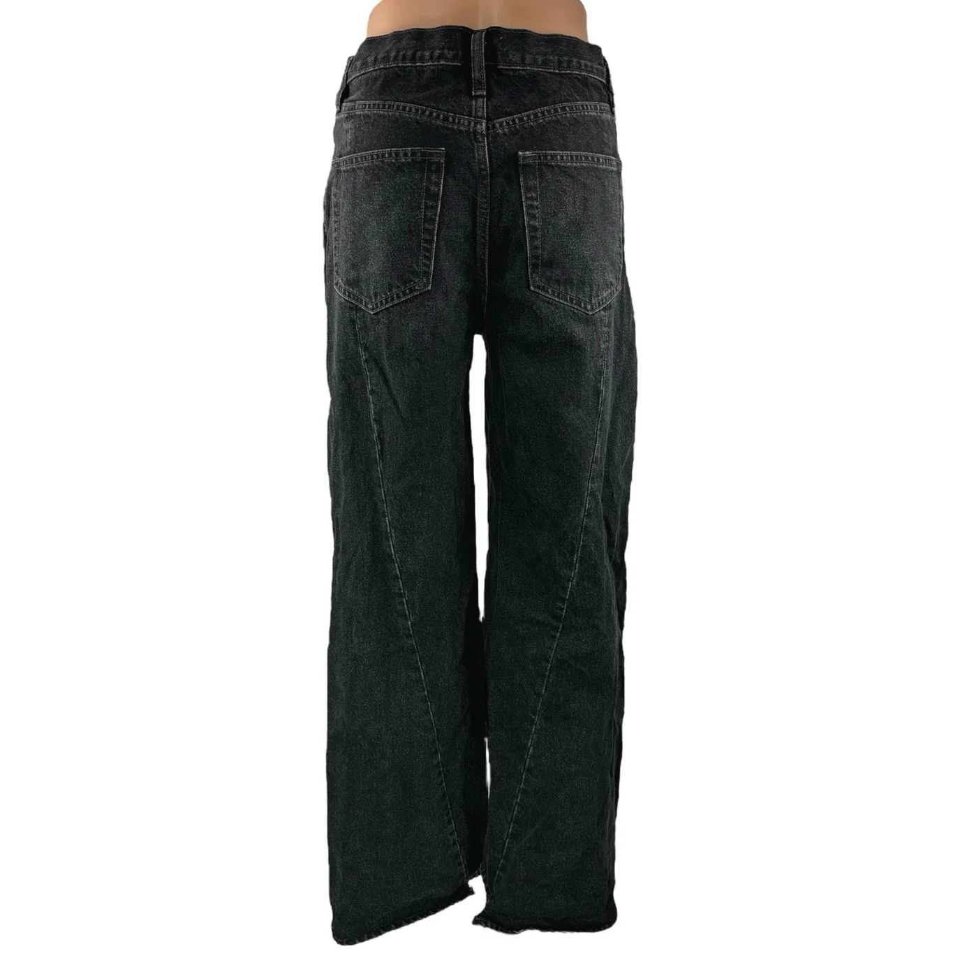 Oak + Fort Women's Black High Waisted Wide Leg Baggy Denim Jeans Pants Size 28 - Image 3
