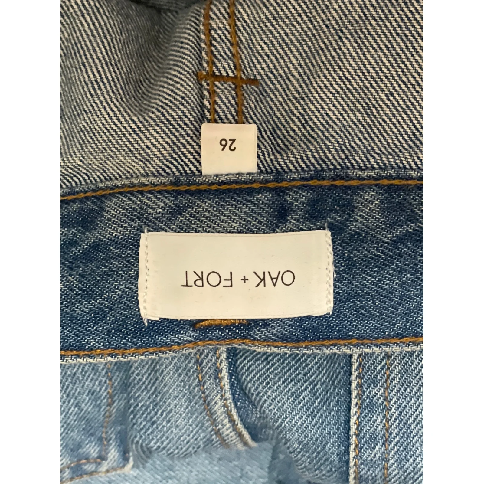 Oak + Fort Womens Blue High Waisted Straight Wide Leg Cargo Denim Jeans Pants 26 - Image 4