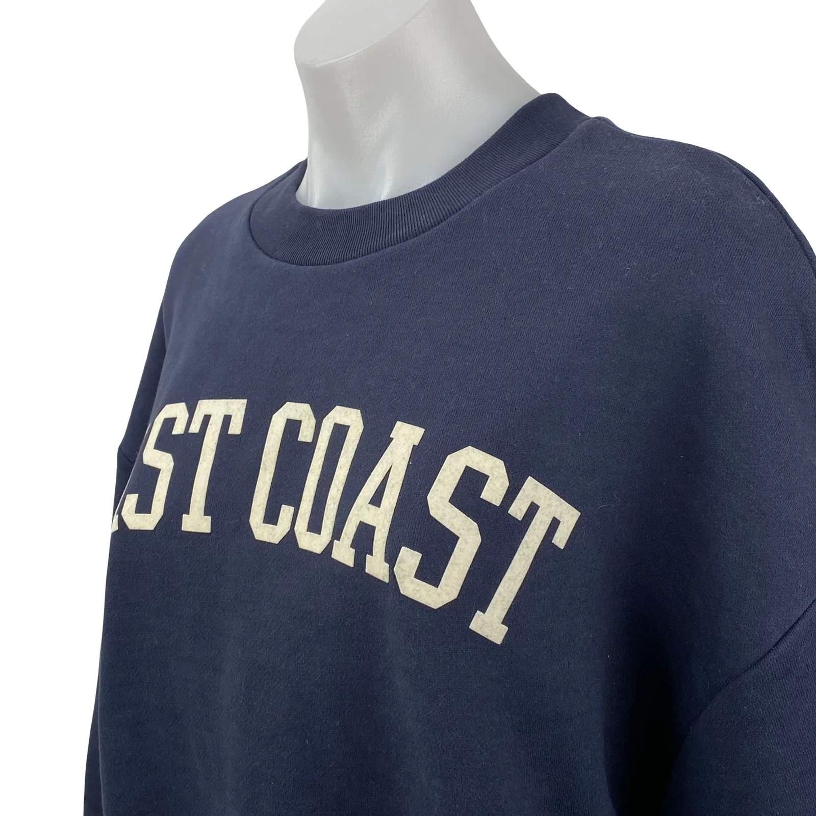 Oak + Fort Womens Navy Blue East Coast Fleece Long Sleeve Sweatshirt Top Size XS - Image 3