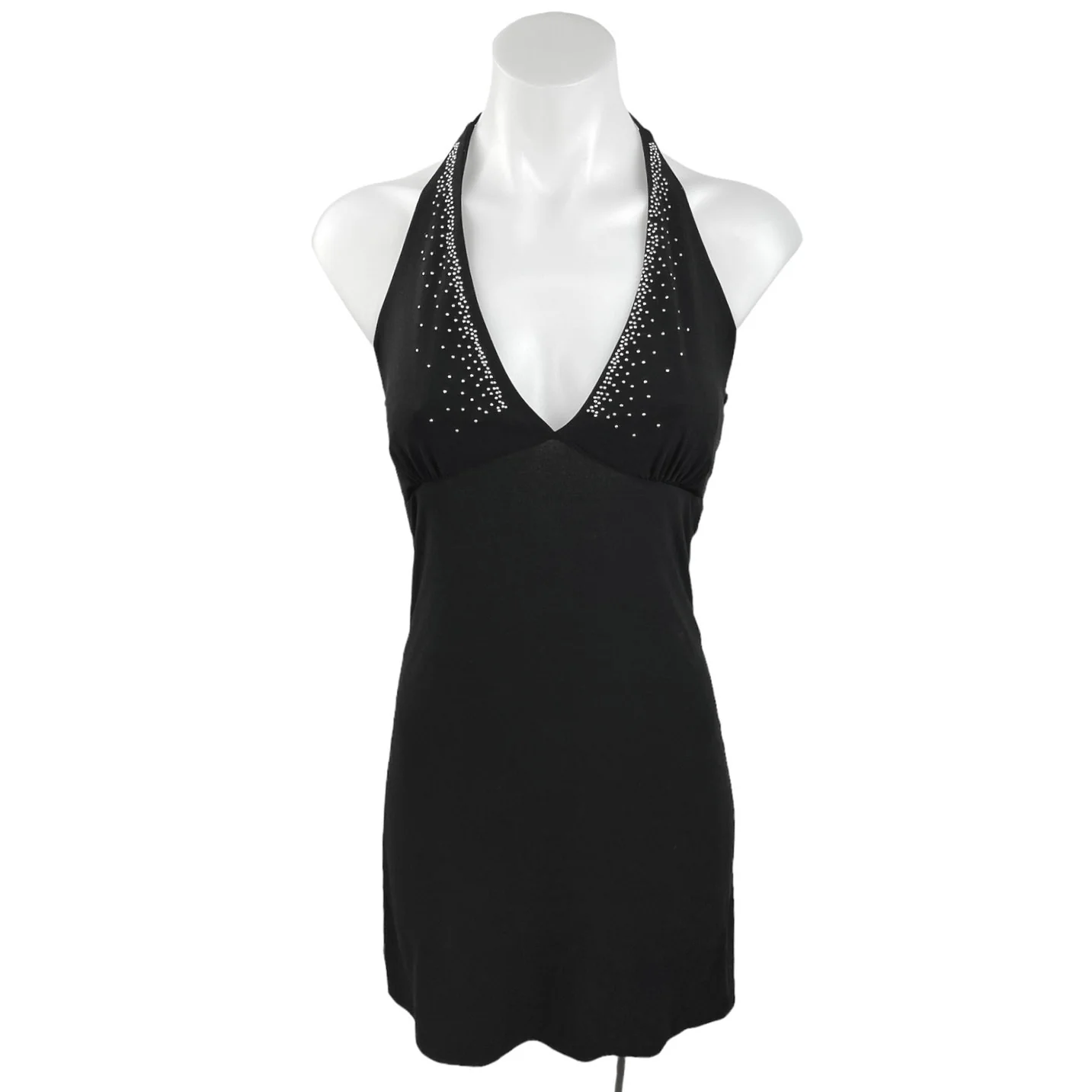 Ocean Drive Clothing Co. Women's Black V-Neck Halter Cocktail Mini Party Dress L