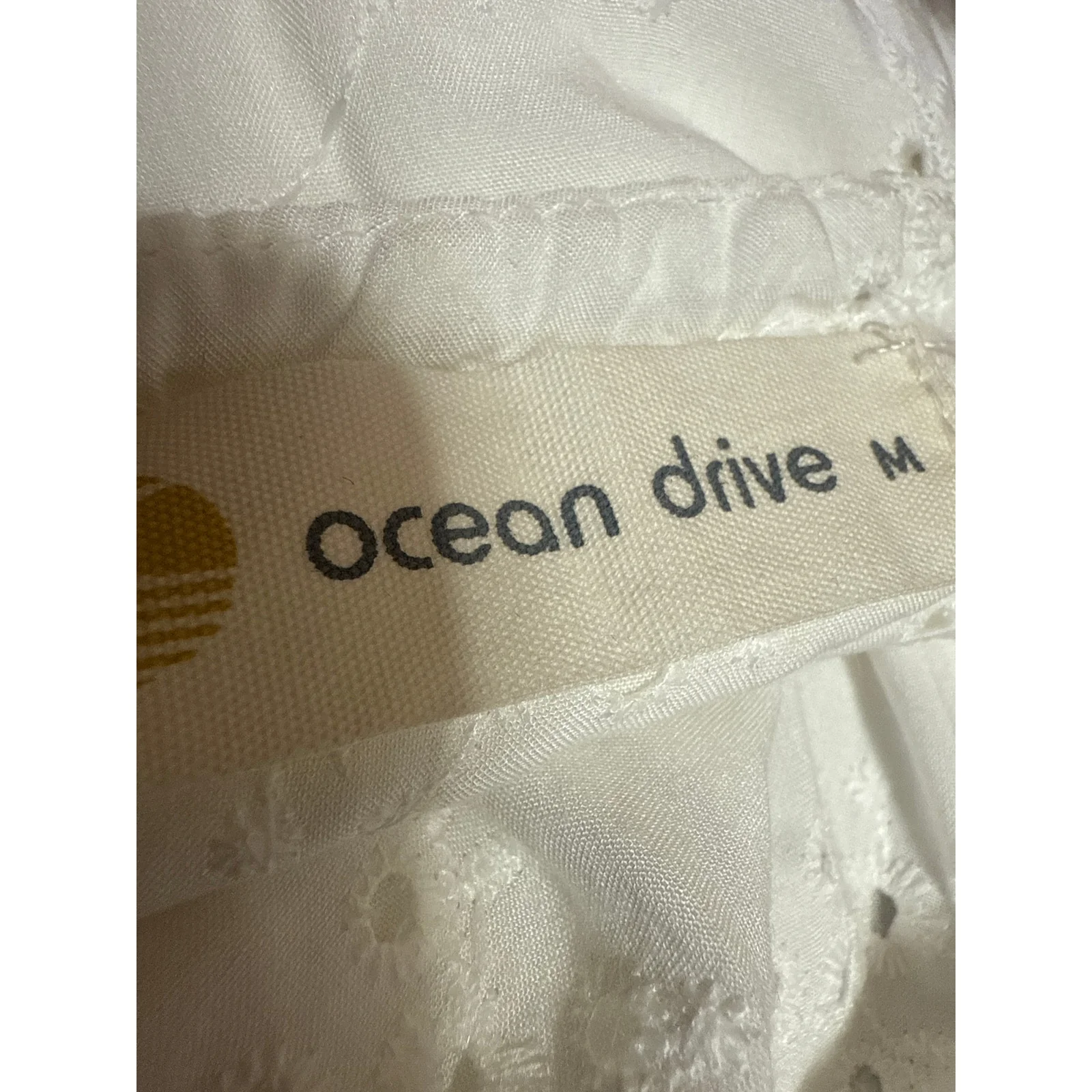 Ocean Drive White Sleeveless V Neck Ruffle Tiered Embroidery Peplum Blouse Top M - Image 3