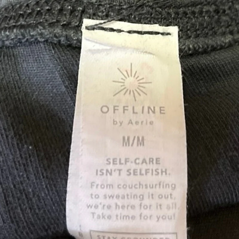 Offline by Aerie Black Striped High Waist Flared Bootcut Leggings Pants Size M - Image 4