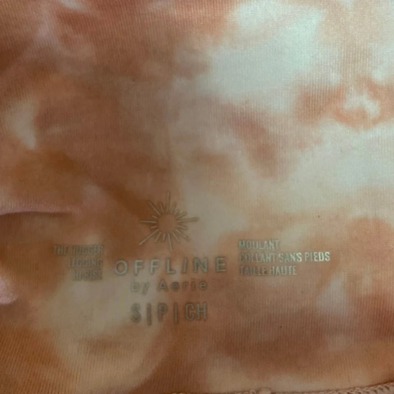 OFFLINE By Aerie NWT Orange Coral White Tie Dye Cropped Yoga Leggings Size S - Image 4