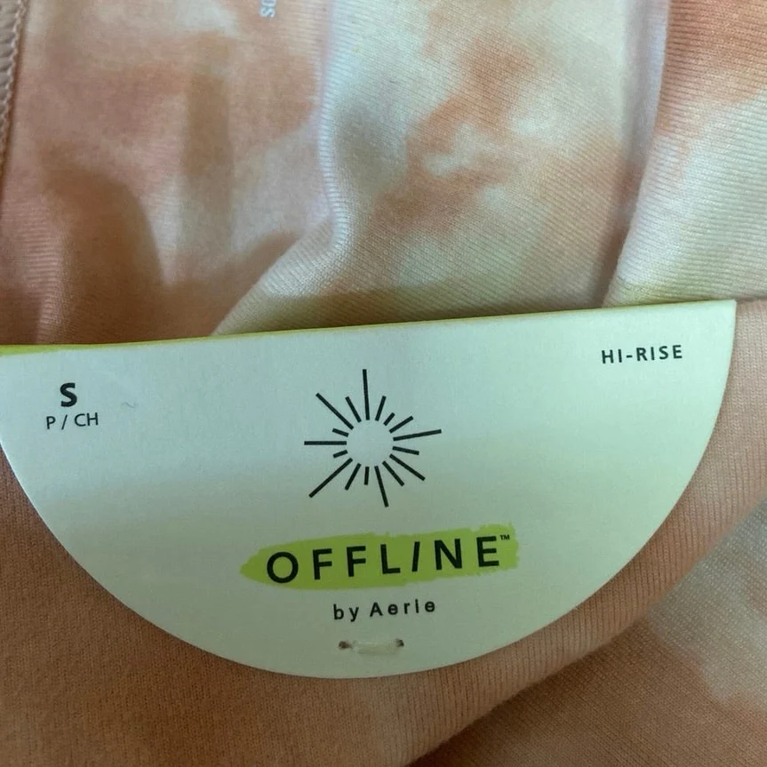 OFFLINE By Aerie NWT Orange Coral White Tie Dye Cropped Yoga Leggings Size S - Image 5