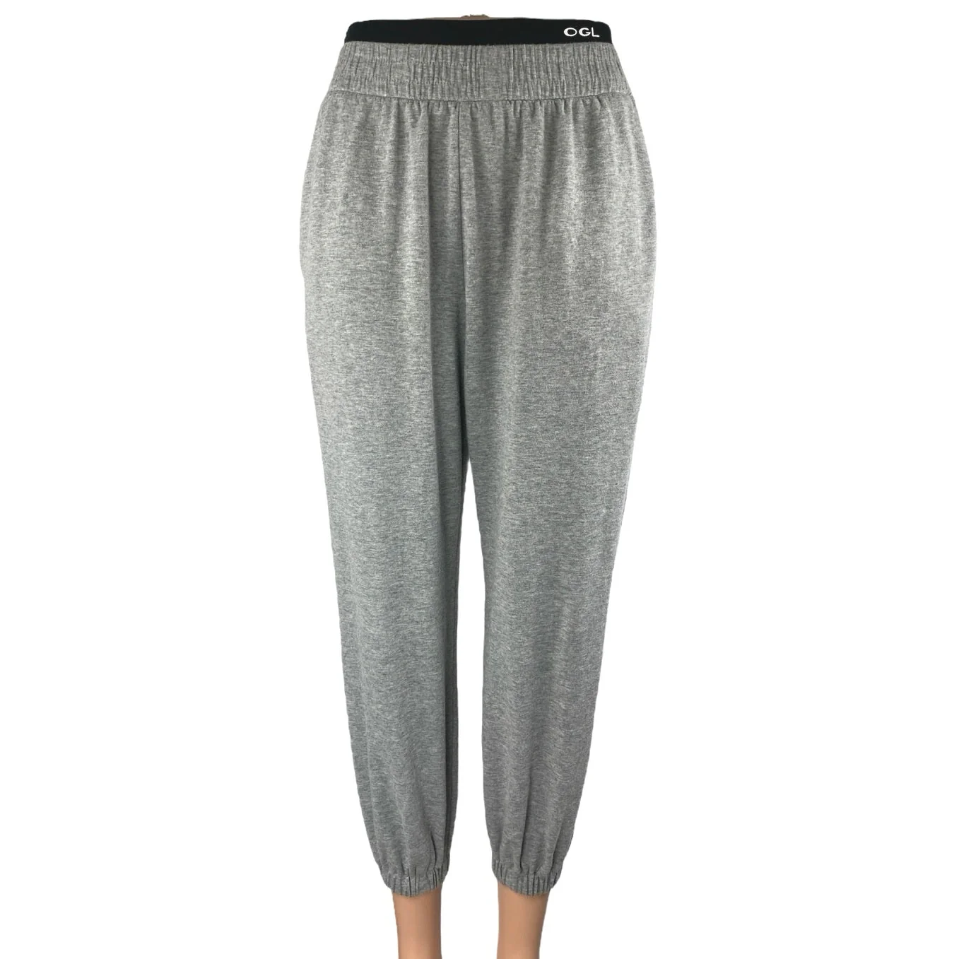 OGL Women's Gray High Rise Double Waistband Tapered Jogger Sweat Pants Size S