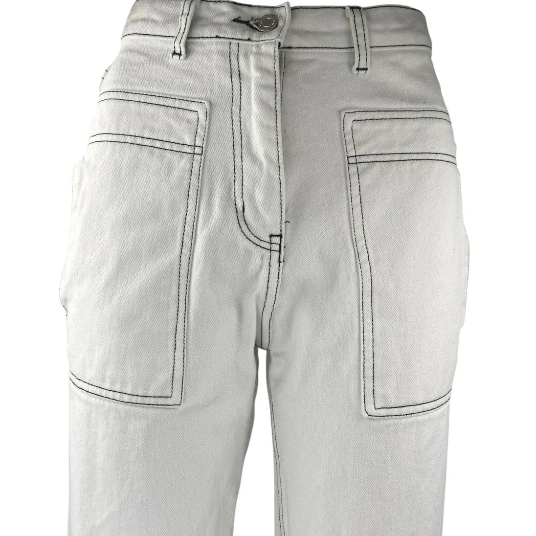 Oh My T Shirt Women's White High Waisted Wide Leg Baggy Denim Jeans Pants Sz 25 - Image 4