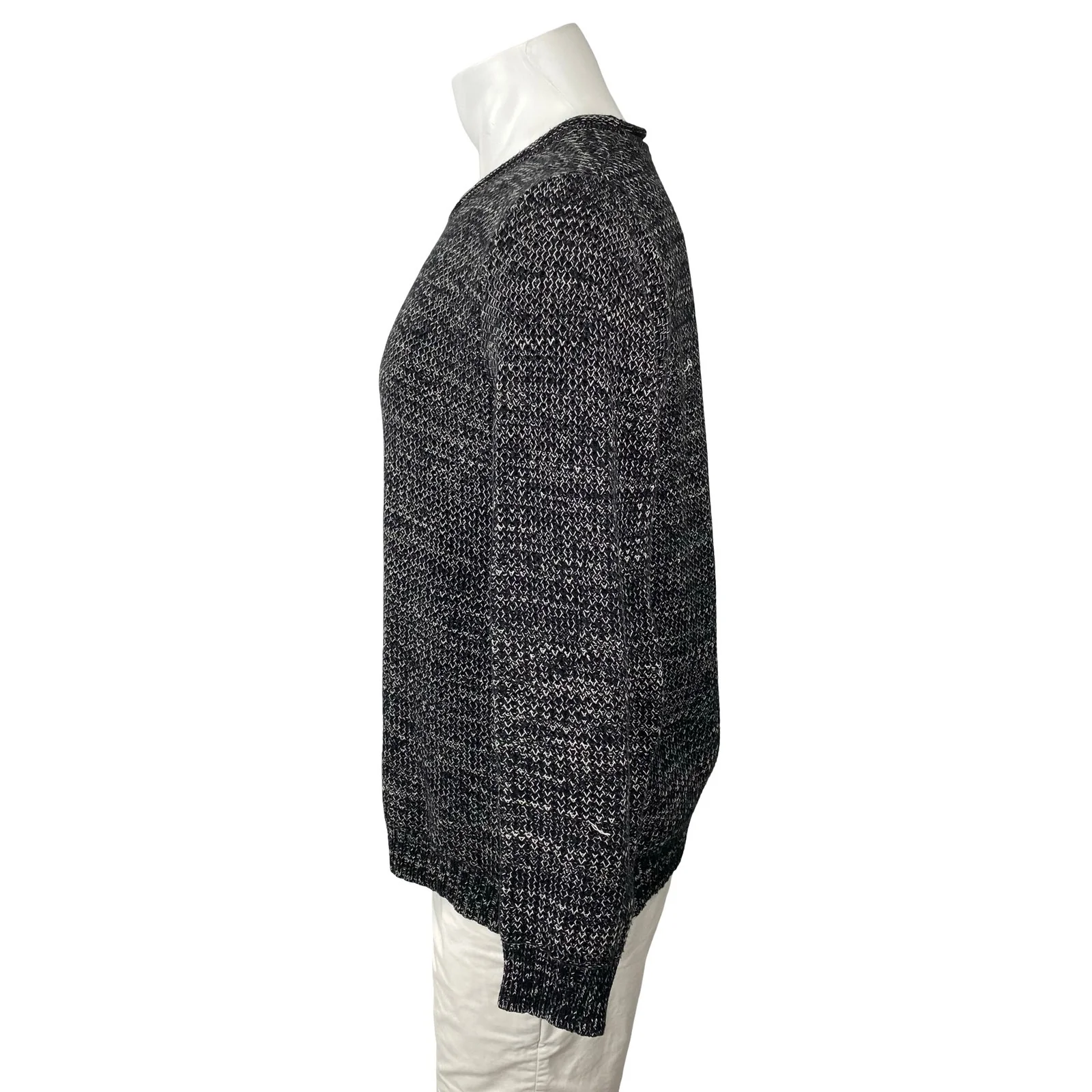 O'Hanlon Mills Men's Black Heather Long Sleeve Crew Neck Knit Sweater Top Size M - Image 2