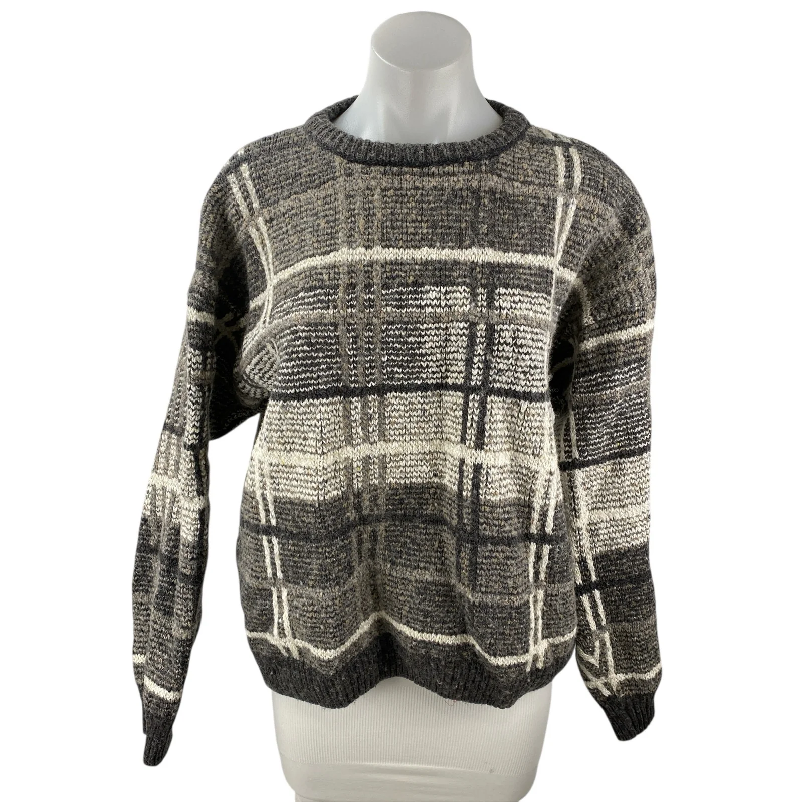 Old Glory Women's Multicolor Wool Plaid Long Sleeve Sweatshirt Sweater Top Sz XL