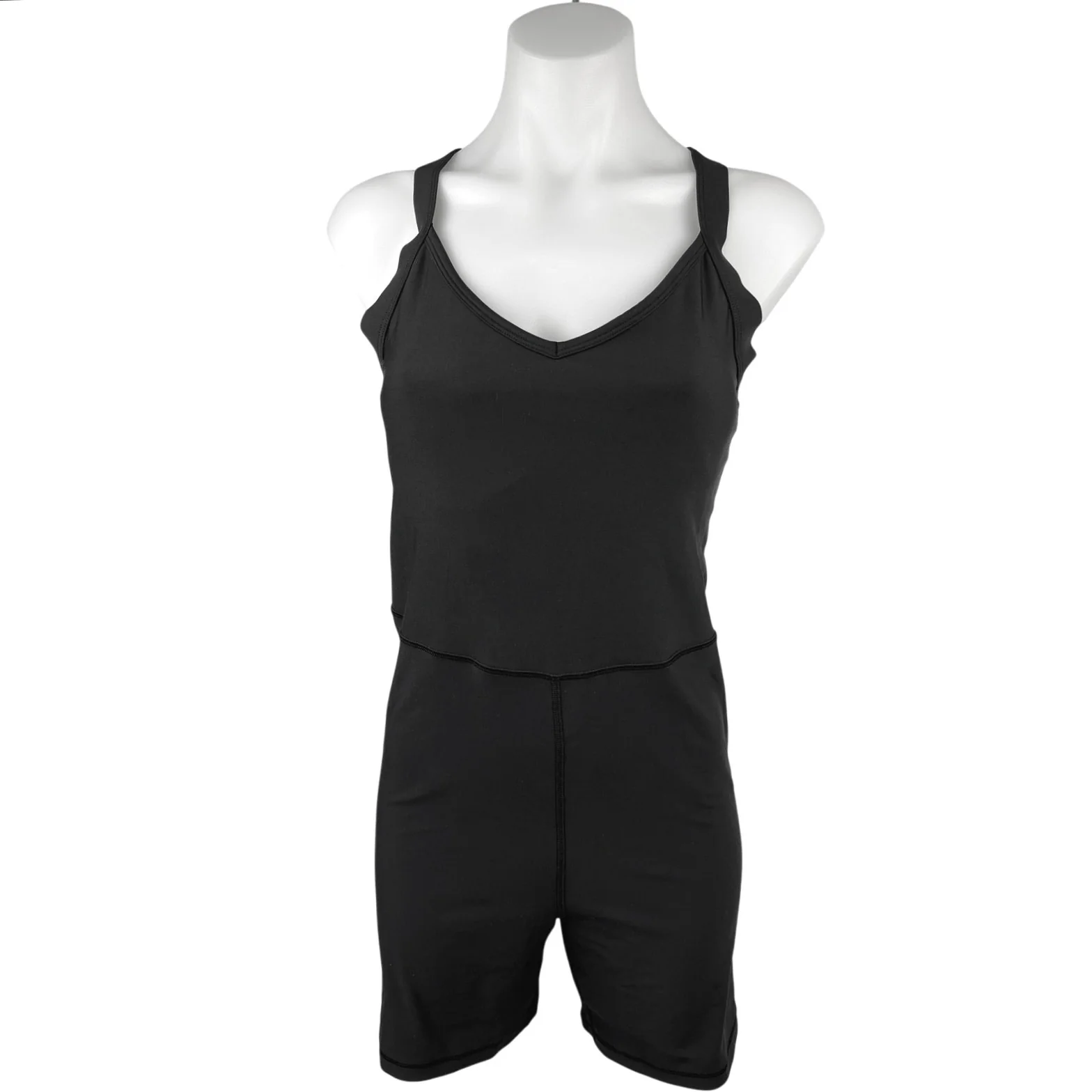 Old Navy Active Black Powersoft Workout Athletic One Piece Romper Shorts Size L