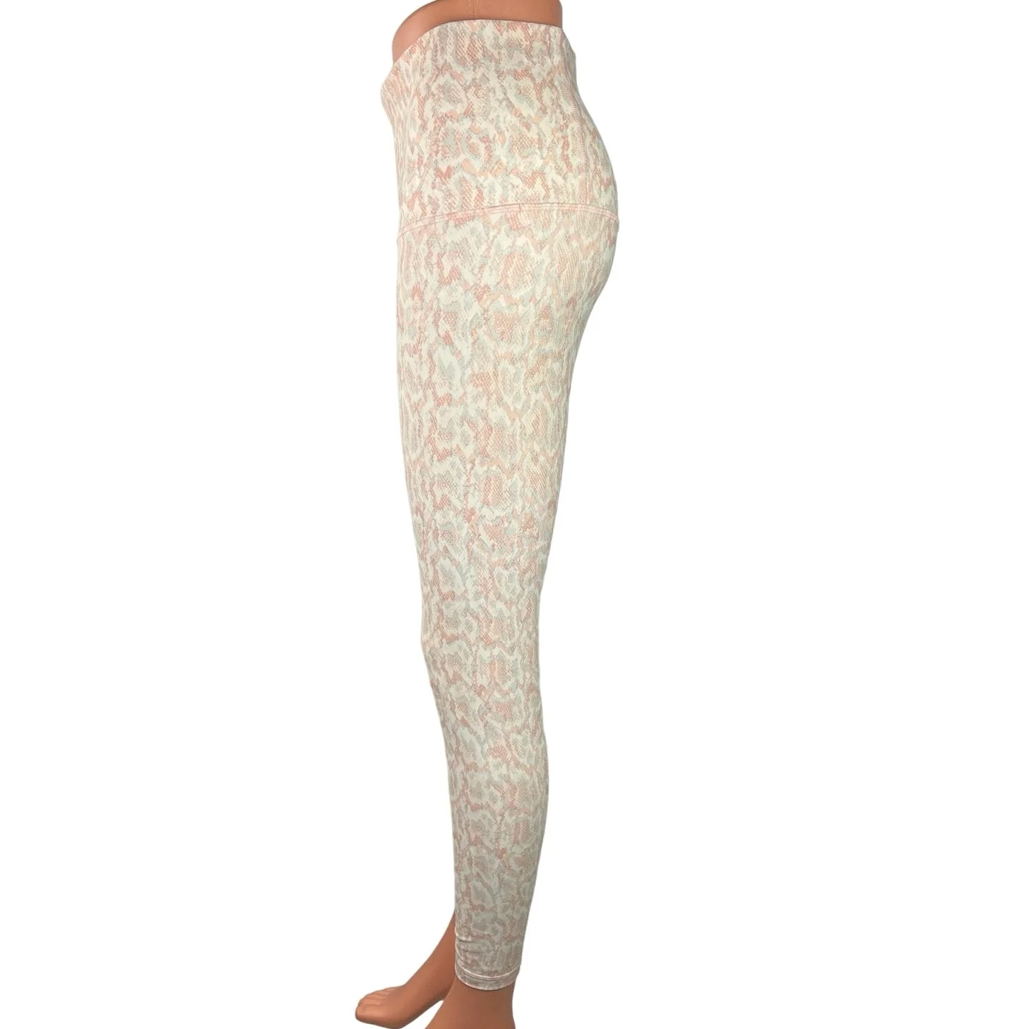 Old Navy Active White Pink Snake Print Mid Rise Activewear Fitness Legging Sz M - Image 2