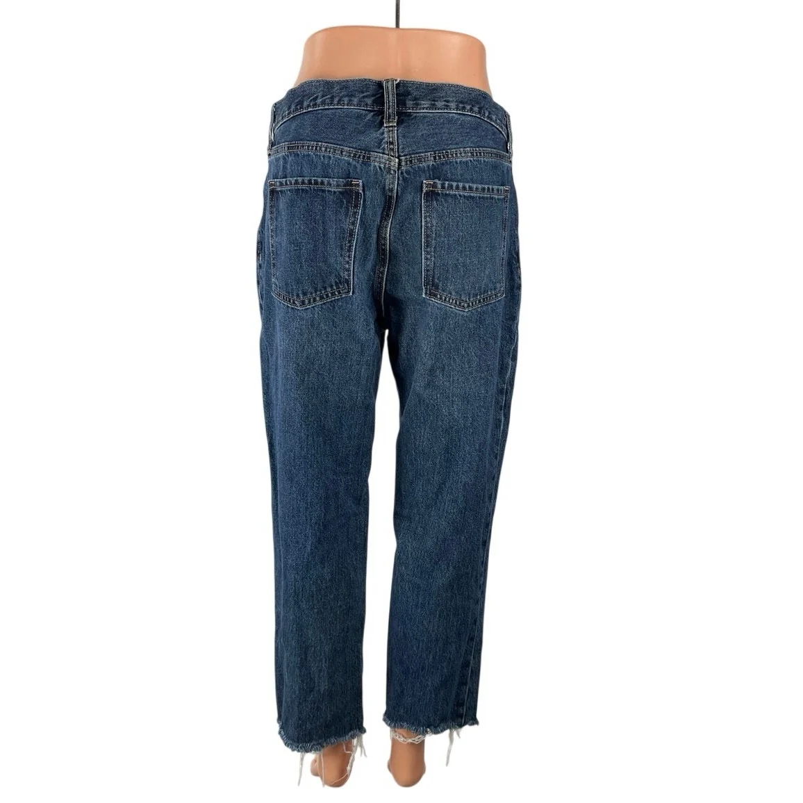 Old Navy Distressed Raw Frayed Hem Straight Dad Boyfriend Denim Jeans Pants Sz 6 - Image 3