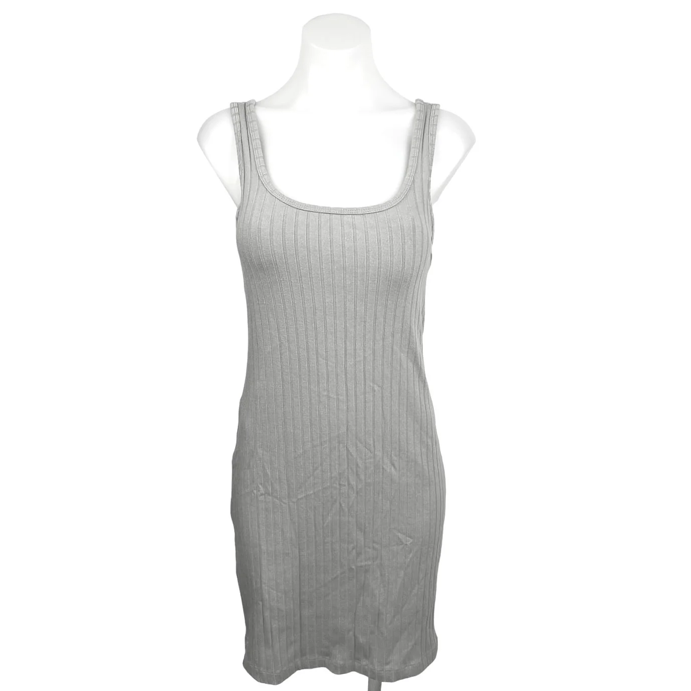 Old Navy Gray Ribbed Knit Square Neck Sleeveless Stretch Bodycon Mini Dress Sz M