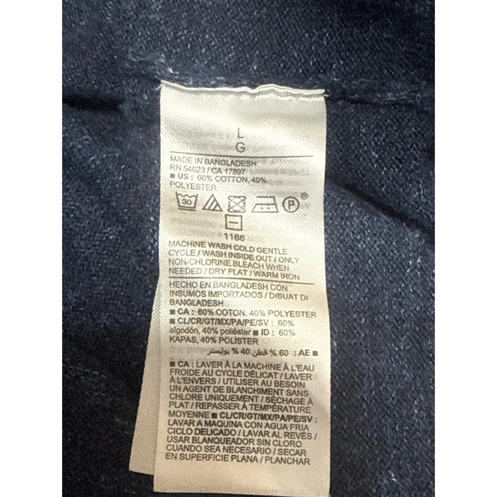 Old Navy Men's Navy Blue Crew Neck Long Sleeve Knit Basic T Shirt Tee Top Size L - Image 5