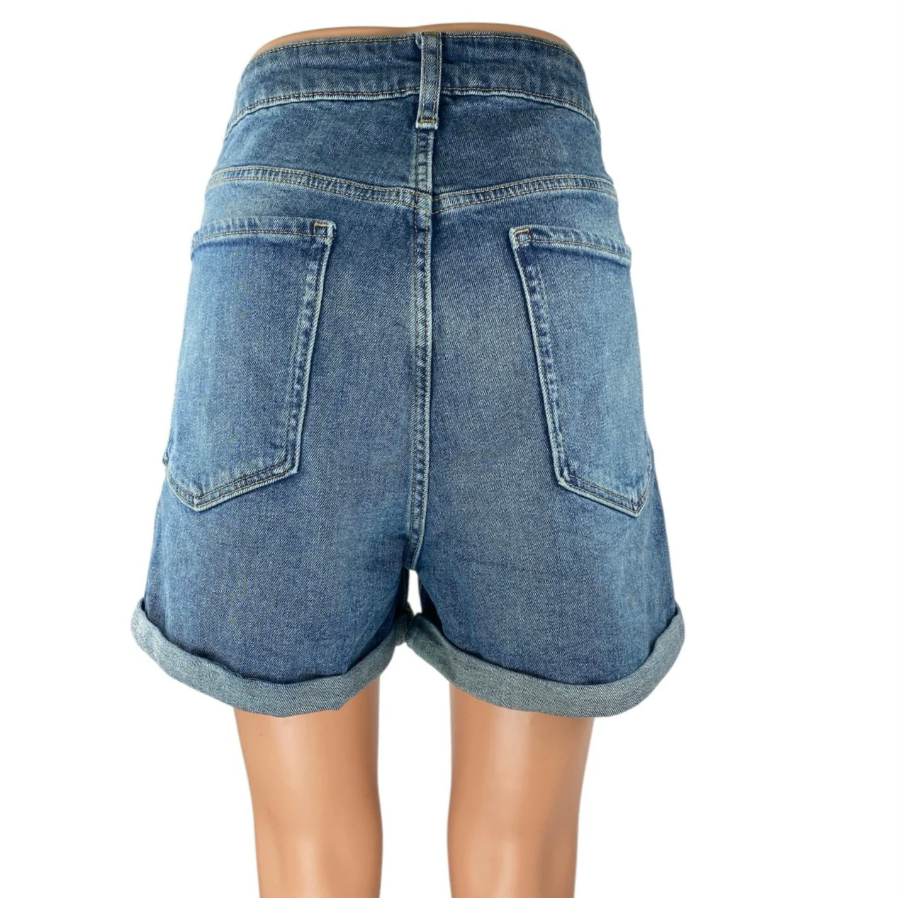 Old Navy OG Straight Women's Blue High Rise Cuffed Denim Jean Shorts Size 14 - Image 3
