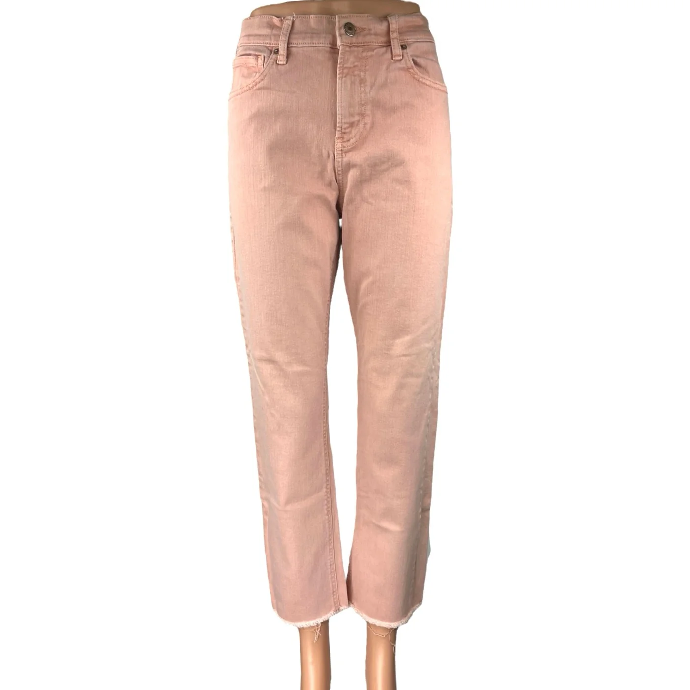 Old Navy Perfect Straight Women's Pink Mid Rise Casual Cropped Denim Jeans Sz 8