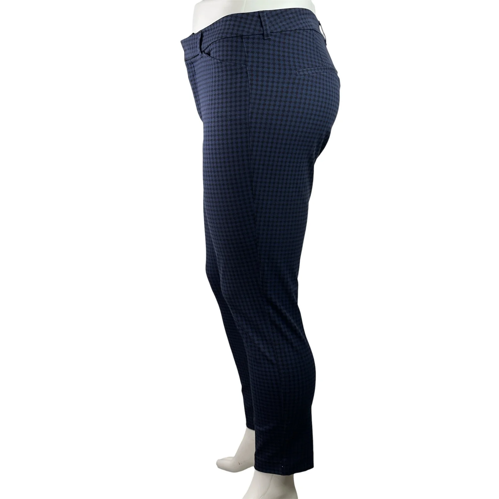 Old Navy Pixie Skinny Womens Blue Houndstooth High Waisted Trousers Pants Sz 16 - Image 2