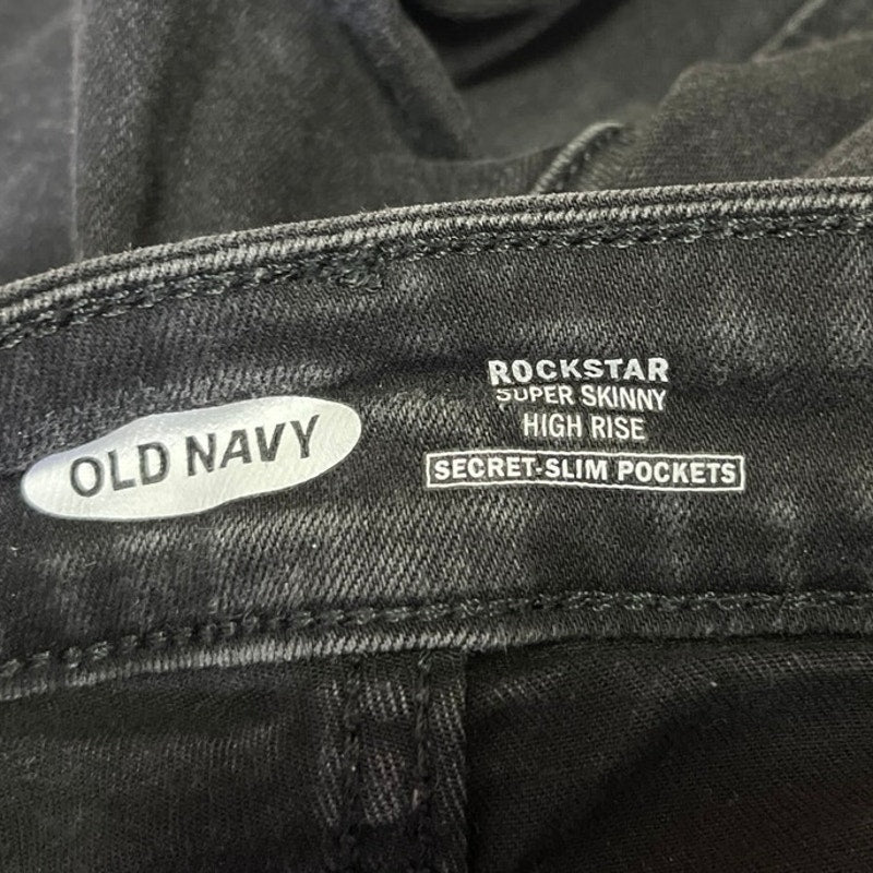 Old Navy Rockstar Black Super Skinny High Rise Distressed Denim Jeans Pants Sz 4 - Image 4