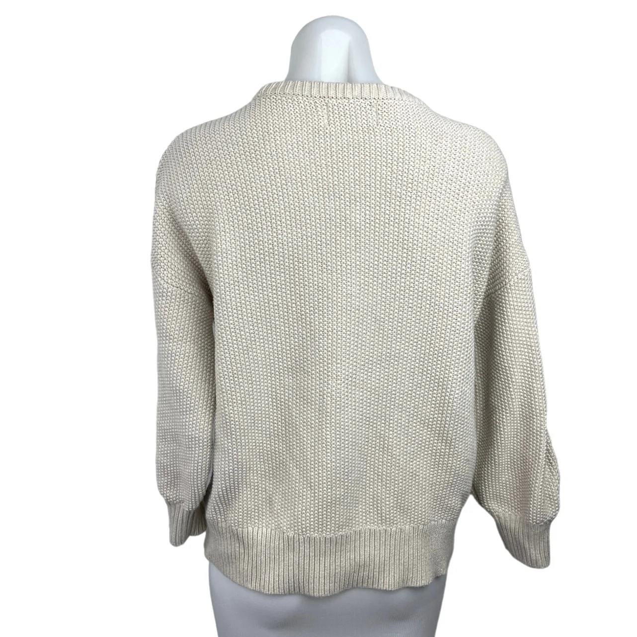 Old Navy Women Cable Knit Cream Crew Neck Long Sleeve Pullover Sweater Top Sz M - Image 2