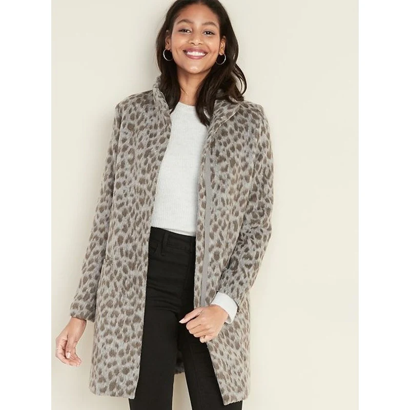 Old Navy Women's Beige Gray Leopard Soft-Brushed Cardigan Coat Jacket Size XS - Image 3
