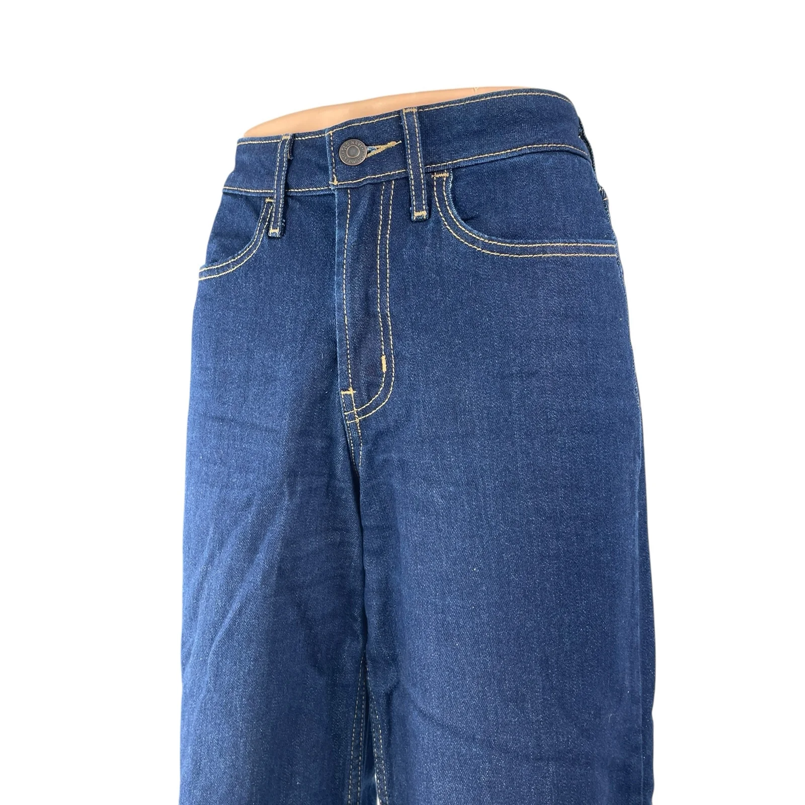 Old Navy Women's Blue Dark Wash High Rise Baggy Wide Leg Denim Jeans Pants Sz 4 - Image 3