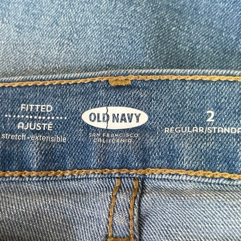 Old Navy NWT Women's Blue Denim Mid Rise Fitted Stretch Mini Bermuda Shorts XS - Image 3